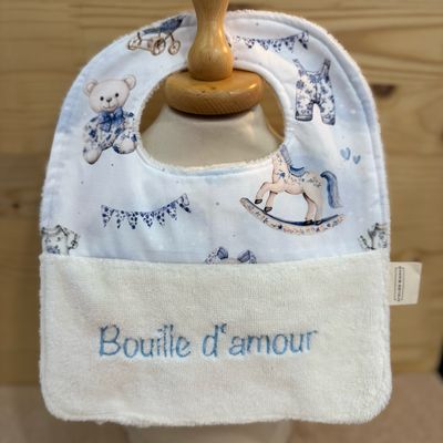 ? Personalized Baby Bib in Cotton and Bamboo – Handmade Newborn Gift, Soft and Unique