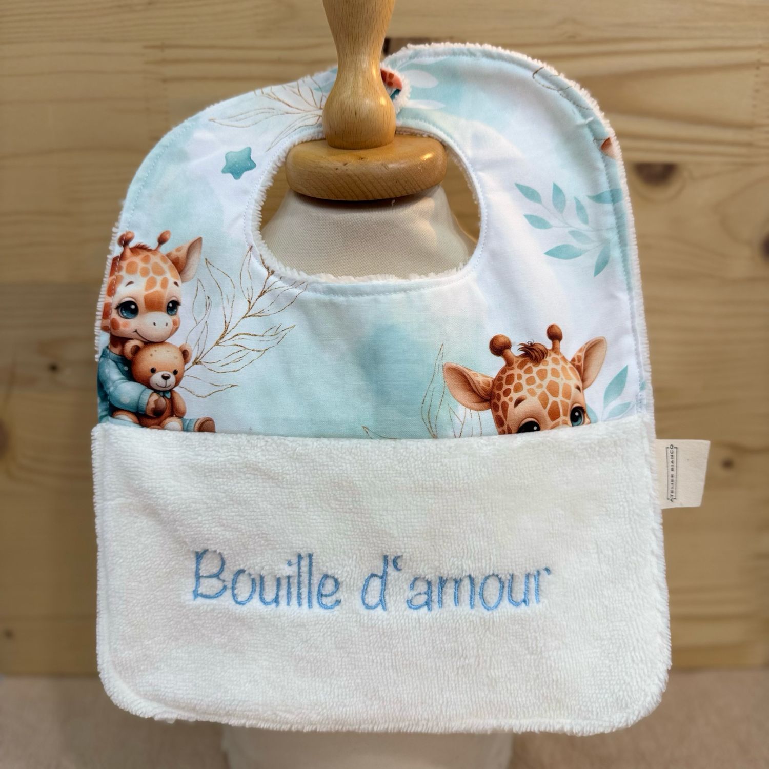 ? Personalized Baby Bib in Cotton and Bamboo – Handmade Newborn Gift, Soft and Unique