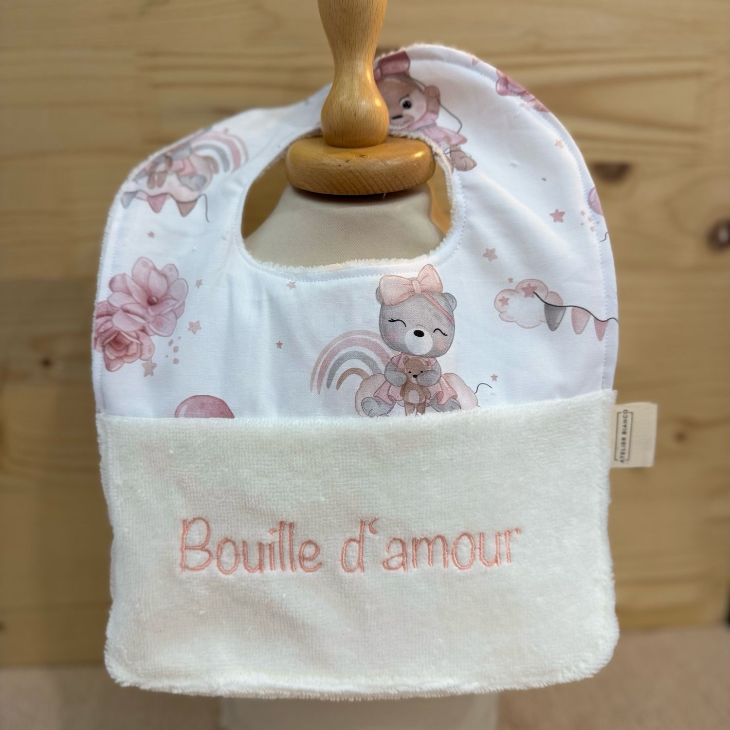 ? Personalized Baby Bib in Cotton and Bamboo – Handmade Newborn Gift, Soft and Unique