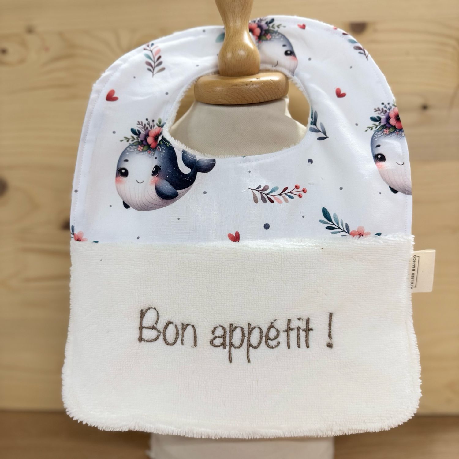 ? Personalized Baby Bib in Cotton and Bamboo – Handmade Newborn Gift, Soft and Unique
