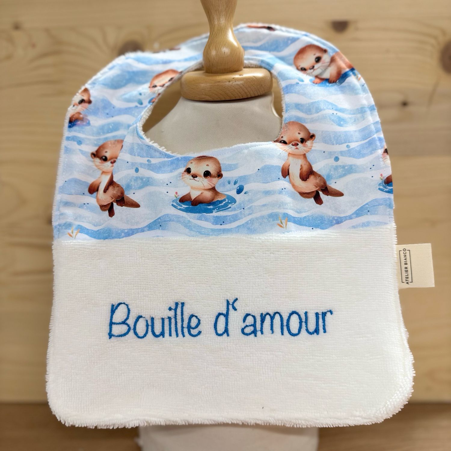 ? Personalized Baby Bib in Cotton and Bamboo – Handmade Newborn Gift, Soft and Unique