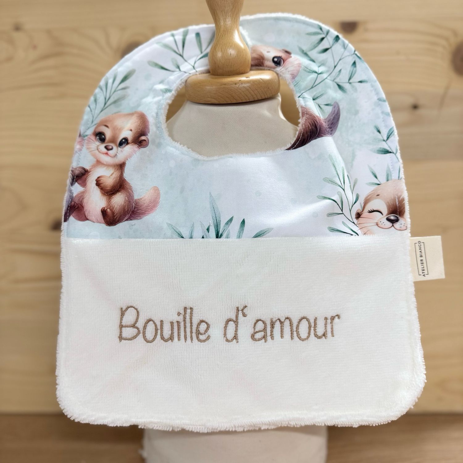 ? Personalized Baby Bib in Cotton and Bamboo – Handmade Newborn Gift, Soft and Unique