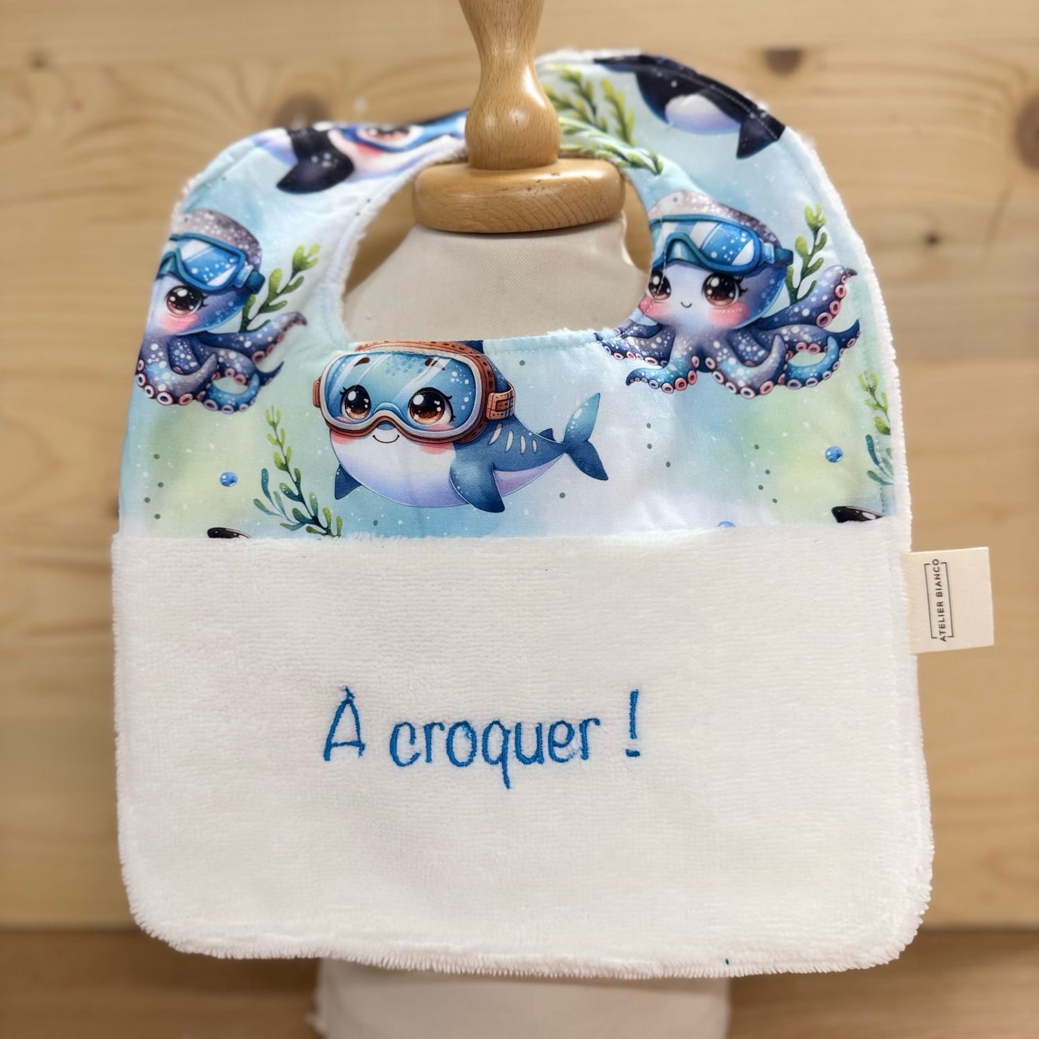 ? Personalized Baby Bib in Cotton and Bamboo – Handmade Newborn Gift, Soft and Unique
