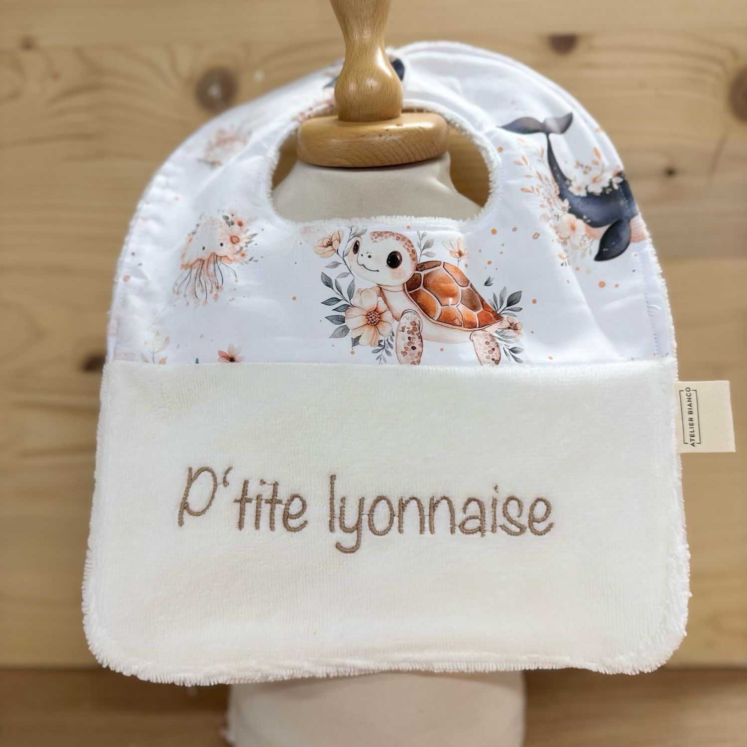 ? Personalized Baby Bib in Cotton and Bamboo – Handmade Newborn Gift, Soft and Unique