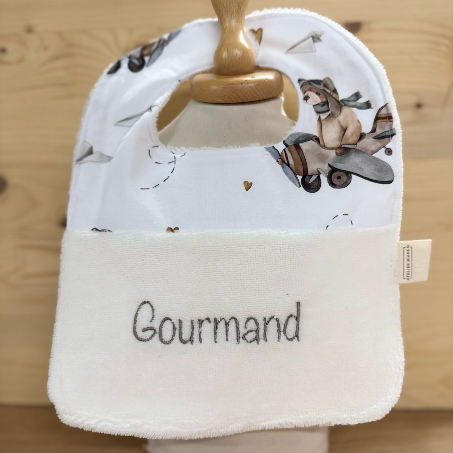 ? Personalized Baby Bib in Cotton and Bamboo – Handmade Newborn Gift, Soft and Unique