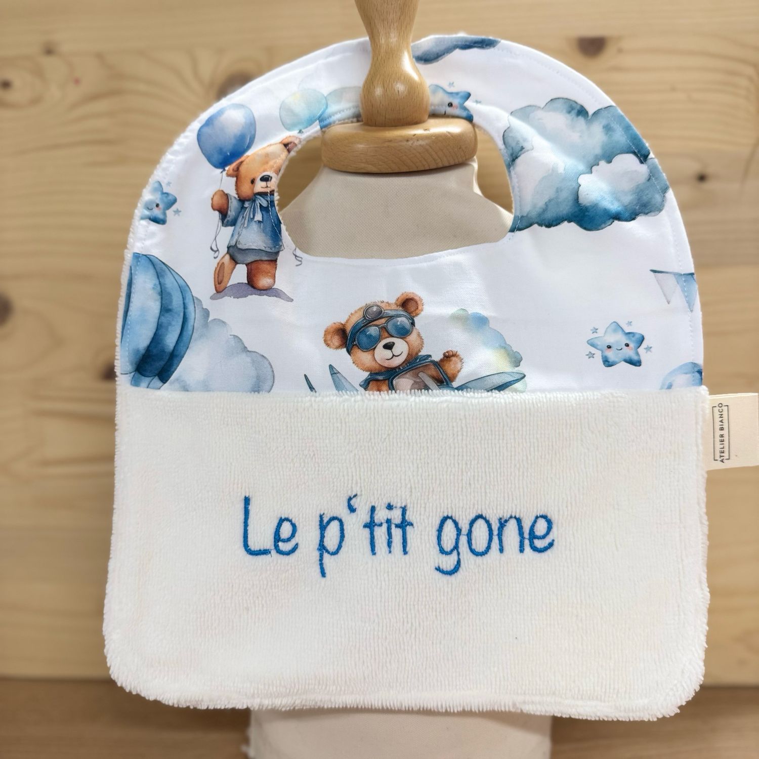 ? Personalized Baby Bib in Cotton and Bamboo – Handmade Newborn Gift, Soft and Unique