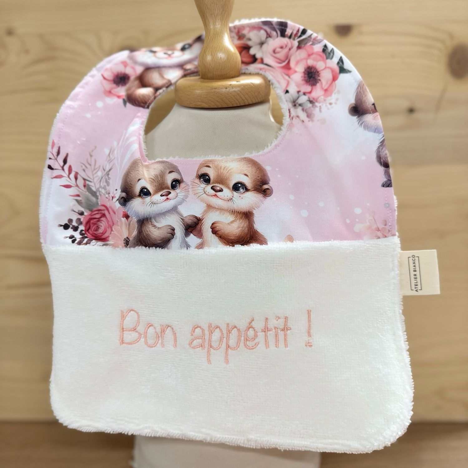 ? Personalized Baby Bib in Cotton and Bamboo – Handmade Newborn Gift, Soft and Unique