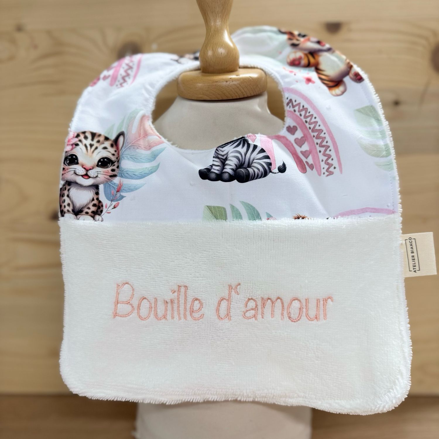 ? Personalized Baby Bib in Cotton and Bamboo – Handmade Newborn Gift, Soft and Unique
