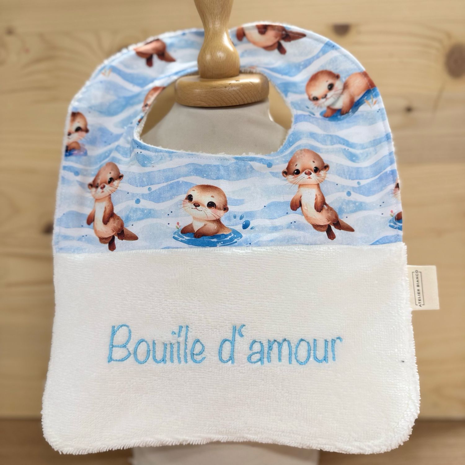 ? Personalized Baby Bib in Cotton and Bamboo – Handmade Newborn Gift, Soft and Unique