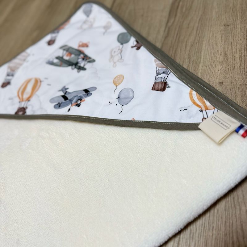 Cape de bain bébé - Motifs Avion, Animaux montgolfières