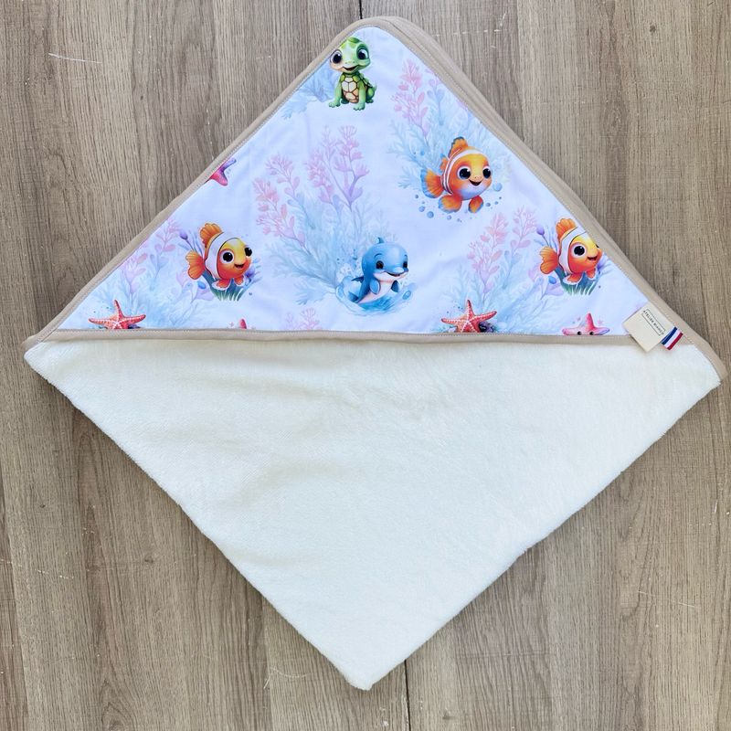 Cape de bain bébé - Motifs Poissons