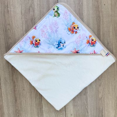 Cape de bain bébé - Motifs Poissons