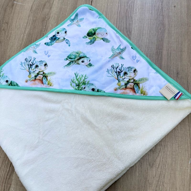 Cape de bain bébé - Motifs Tortue