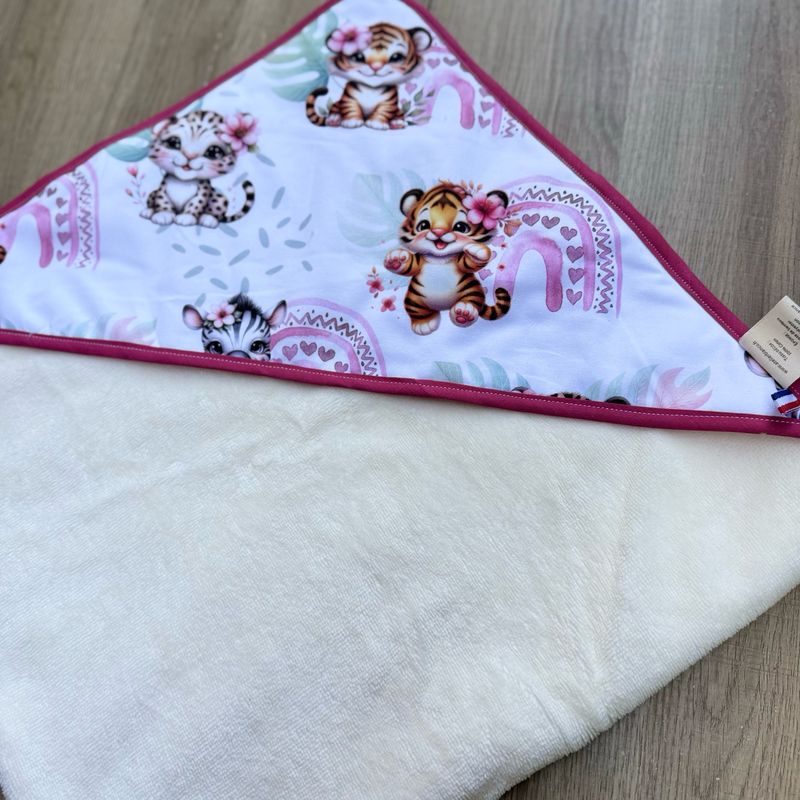 Cape de bain bébé - Motifs Tigre Arc en ciel