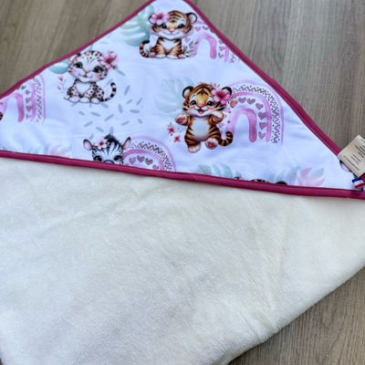 Cape de bain bébé - Motifs Tigre Arc en ciel