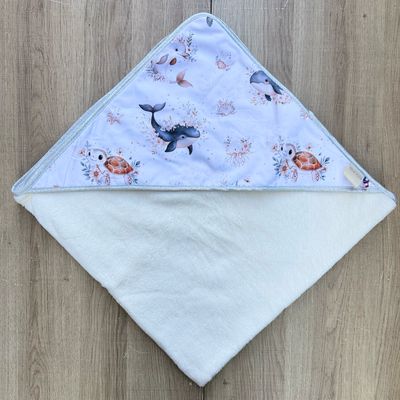 Cape de bain bébé - Motifs Océan, Tortue, Baleine, Dauphin