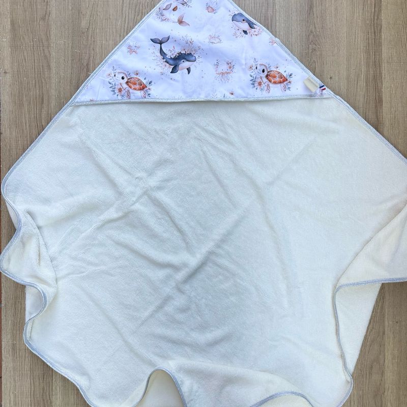 Cape de bain bébé - Motifs Océan, Tortue, Baleine, Dauphin