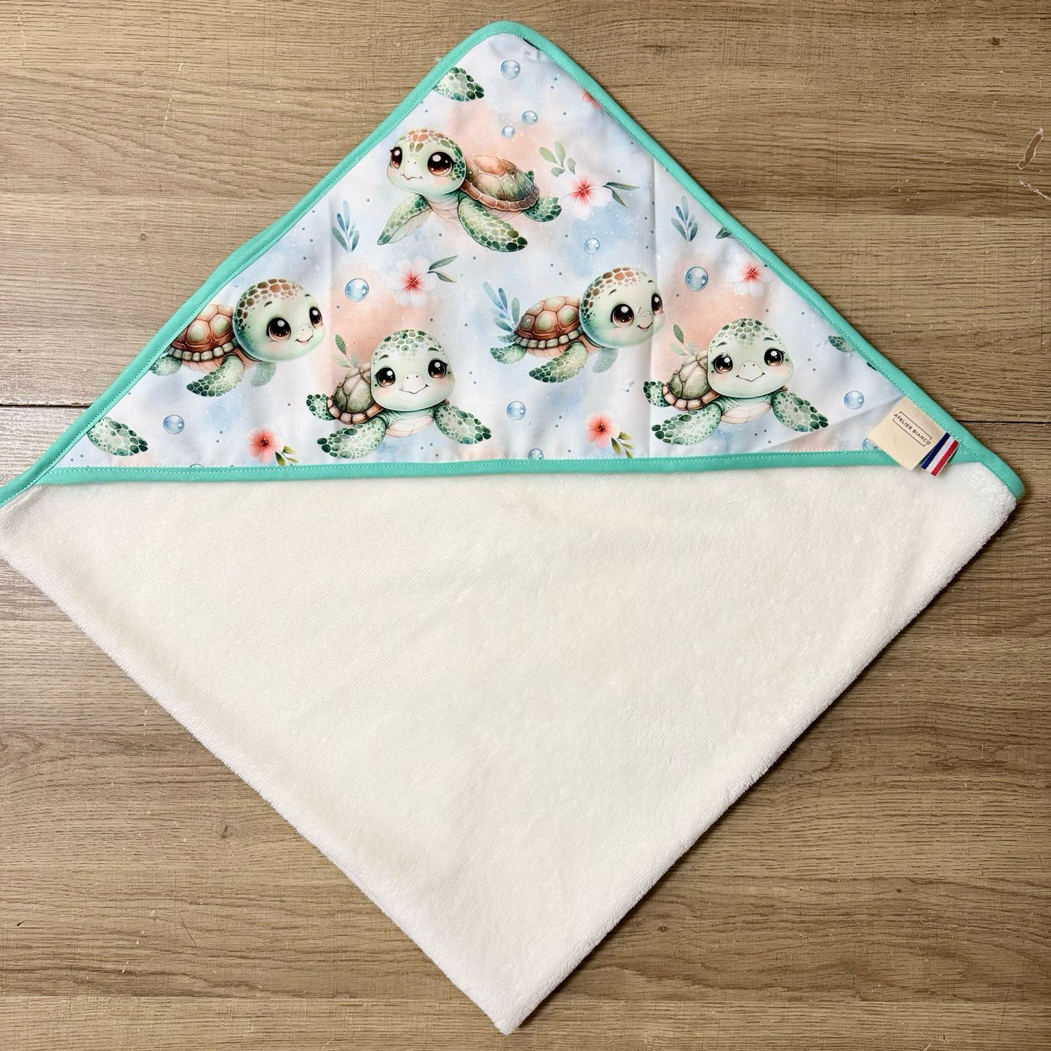 Cape de bain bébé - Motifs Tortue