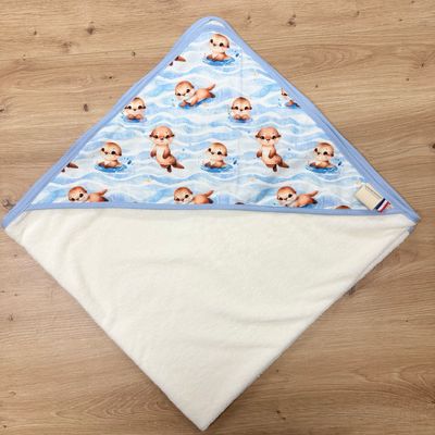 Cape de bain bébé - Motifs Loutres