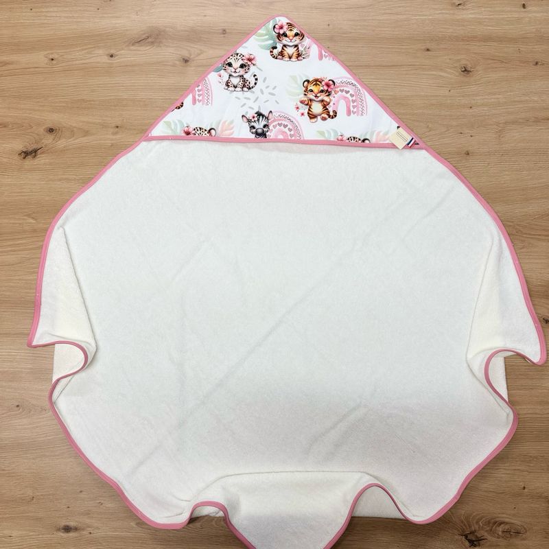 Cape de bain bébé - Motifs Tigre Arc en ciel