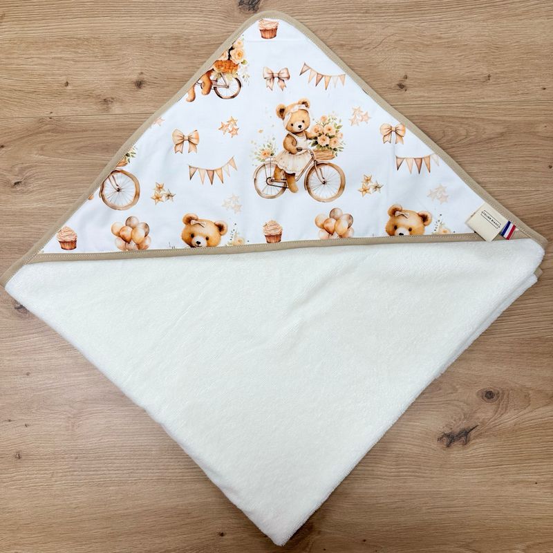 Cape de bain bébé - Motifs Ourson vintage
