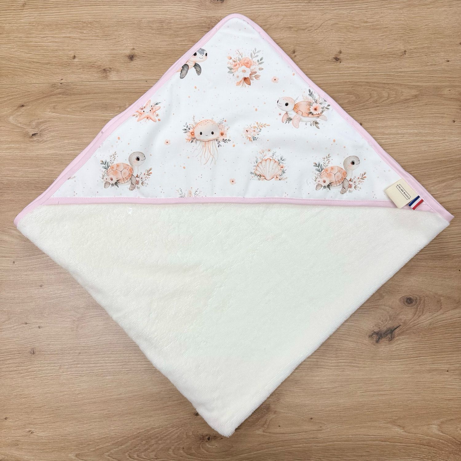 Cape de bain bébé - Motifs Océan, Tortue, Baleine, Dauphin