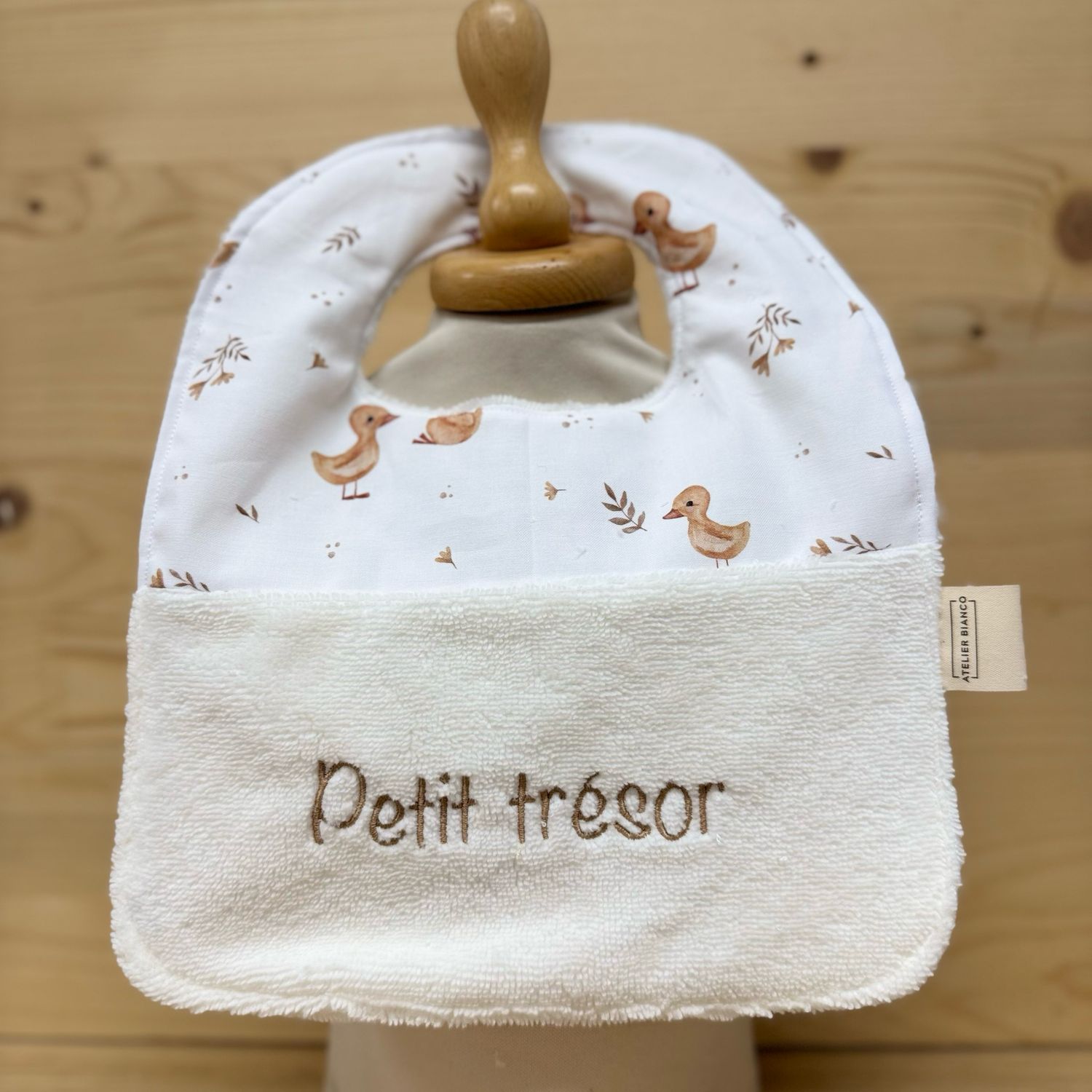 ? Personalized Baby Bib in Cotton and Bamboo – Handmade Newborn Gift, Soft and Unique