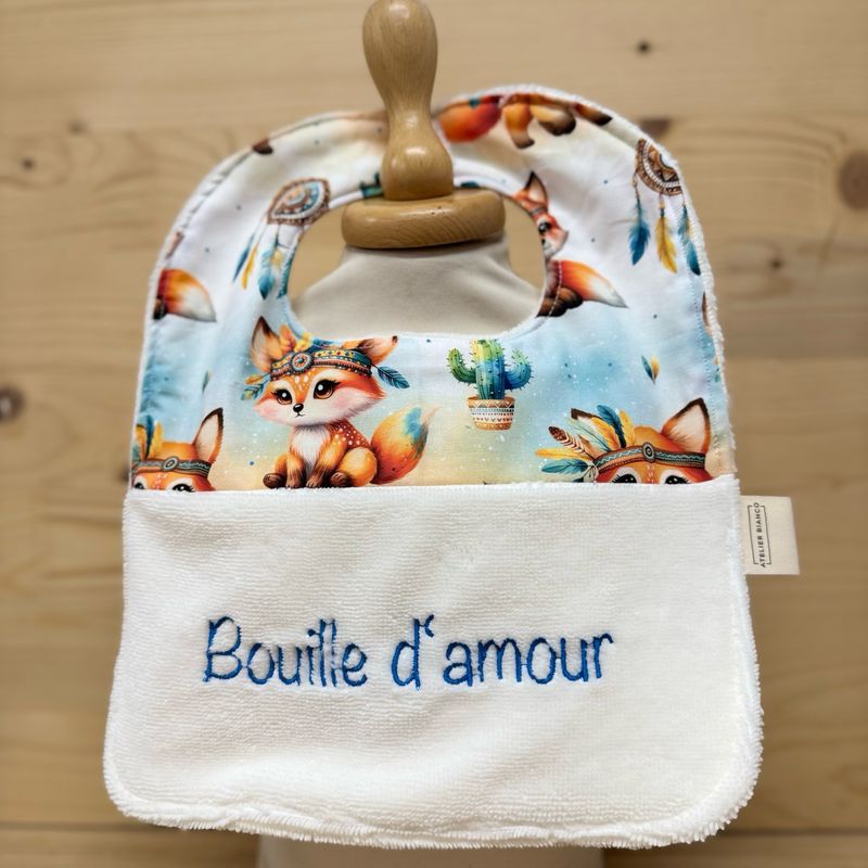 ? Personalized Baby Bib in Cotton and Bamboo – Handmade Newborn Gift, Soft and Unique