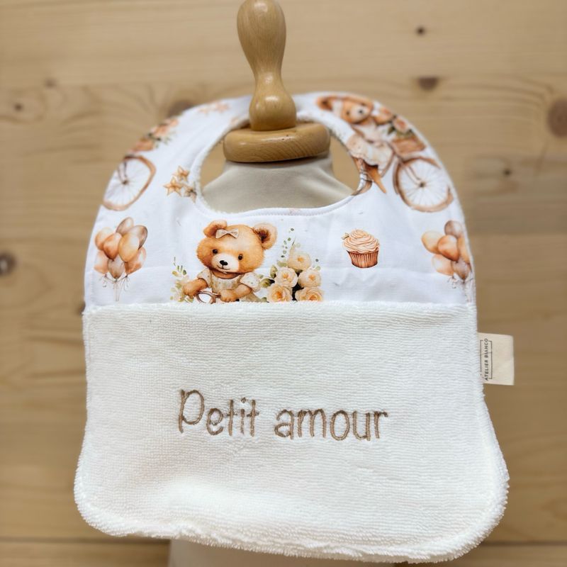 ? Personalized Baby Bib in Cotton and Bamboo – Handmade Newborn Gift, Soft and Unique