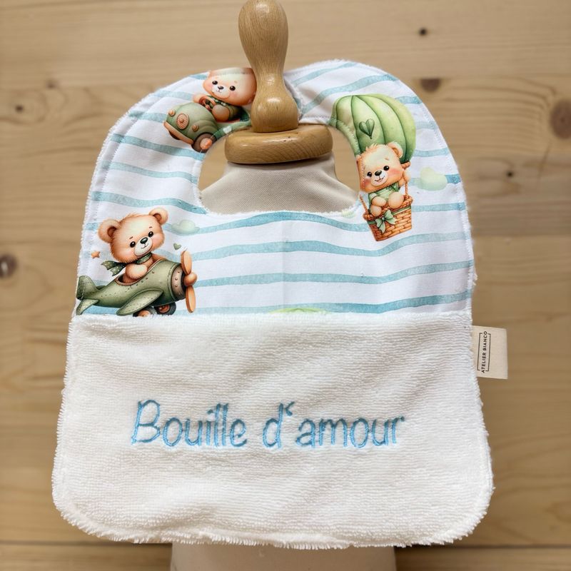 ? Personalized Baby Bib in Cotton and Bamboo – Handmade Newborn Gift, Soft and Unique