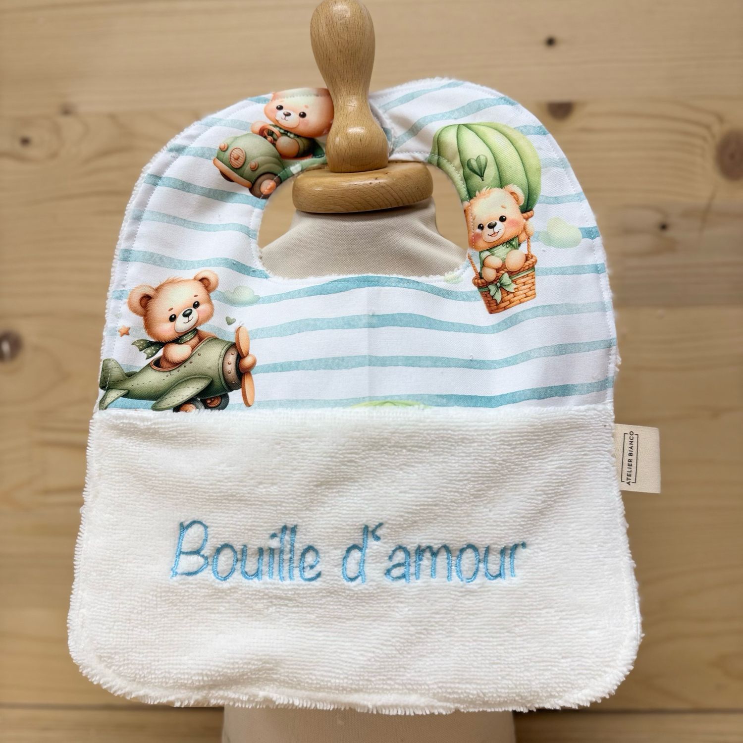 ? Personalized Baby Bib in Cotton and Bamboo – Handmade Newborn Gift, Soft and Unique