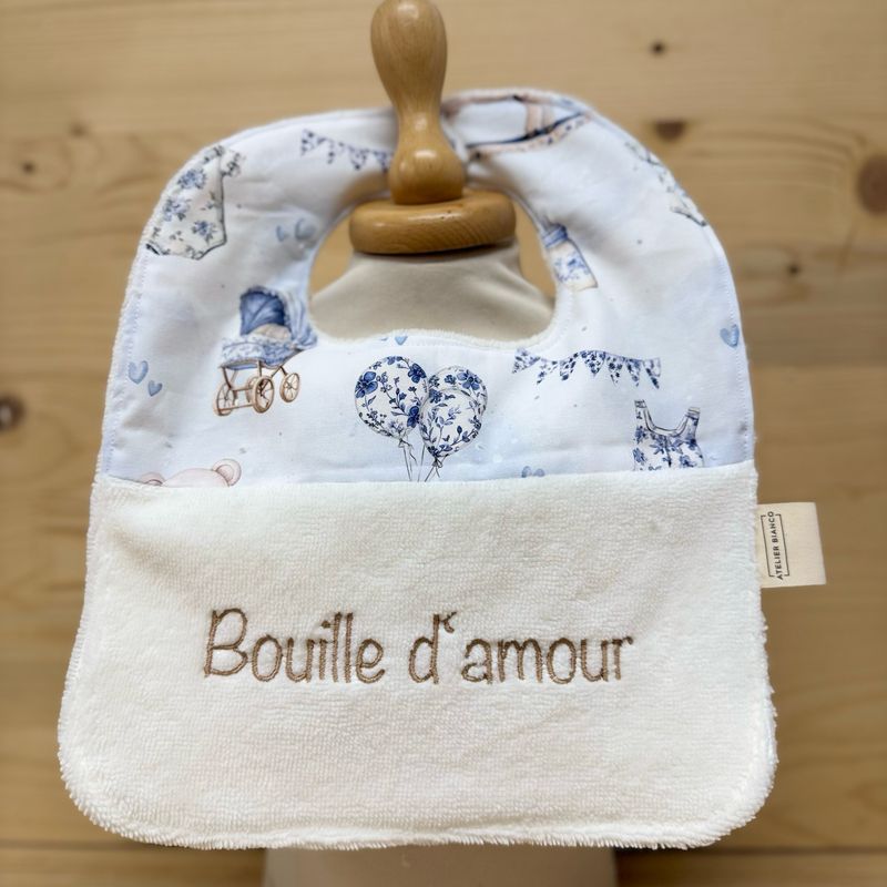 ? Personalized Baby Bib in Cotton and Bamboo – Handmade Newborn Gift, Soft and Unique