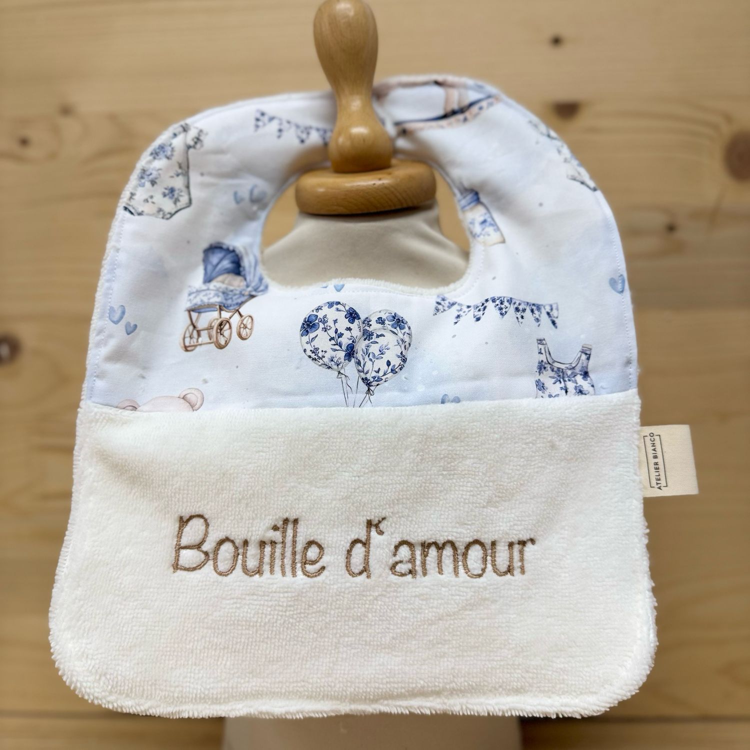 ? Personalized Baby Bib in Cotton and Bamboo – Handmade Newborn Gift, Soft and Unique