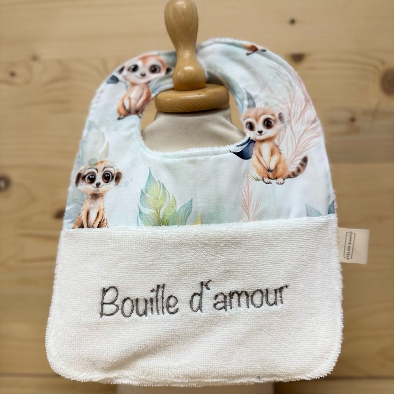 Bavoir bébé personnalisable – Motifs Lémuriens