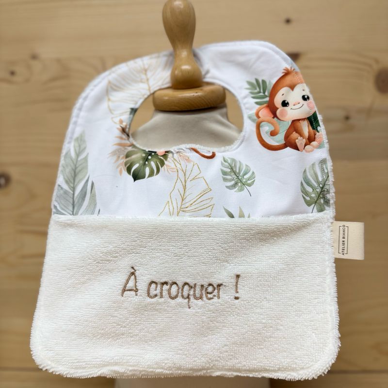 Bavoir bébé personnalisable – Motifs singe