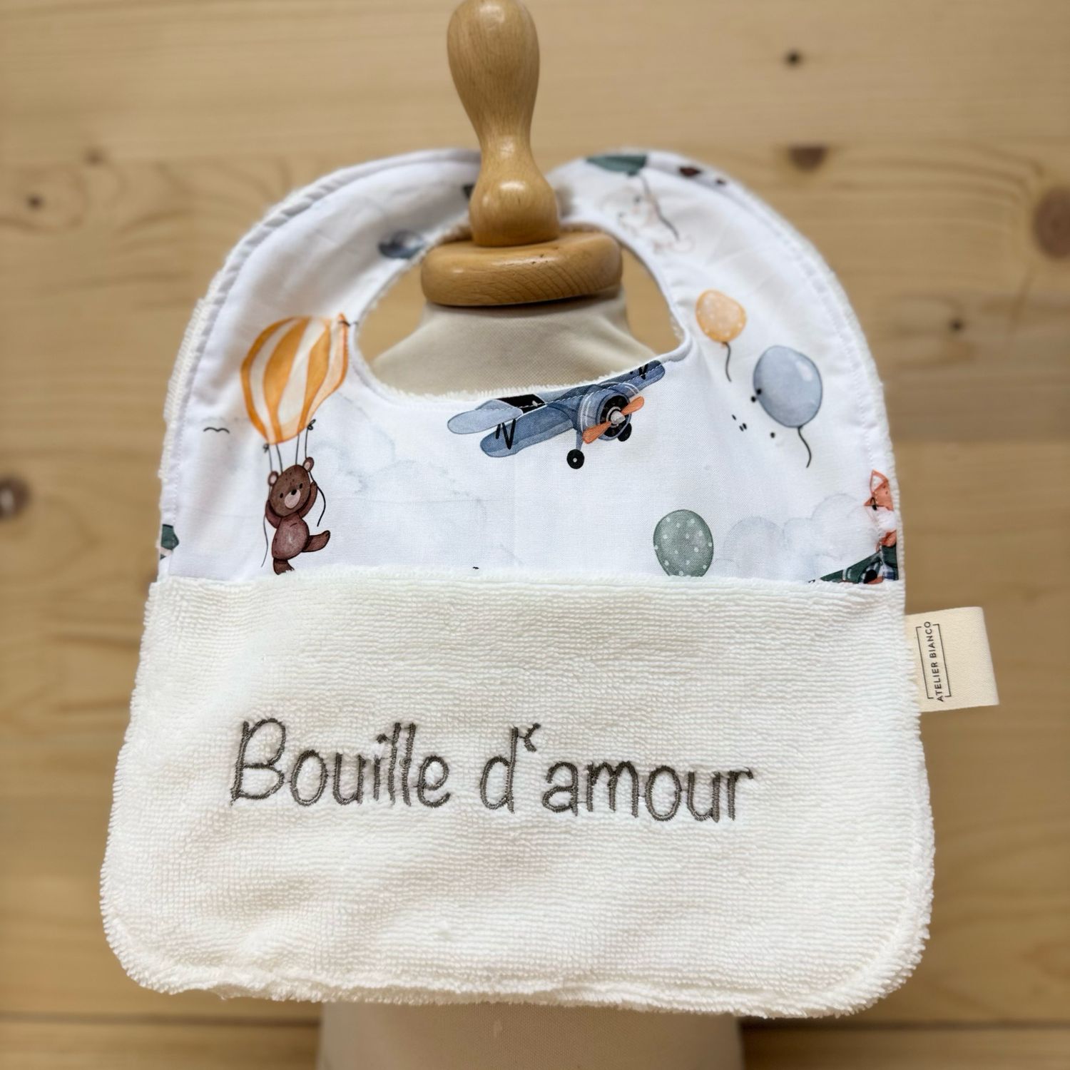 ? Personalized Baby Bib in Cotton and Bamboo – Handmade Newborn Gift, Soft and Unique