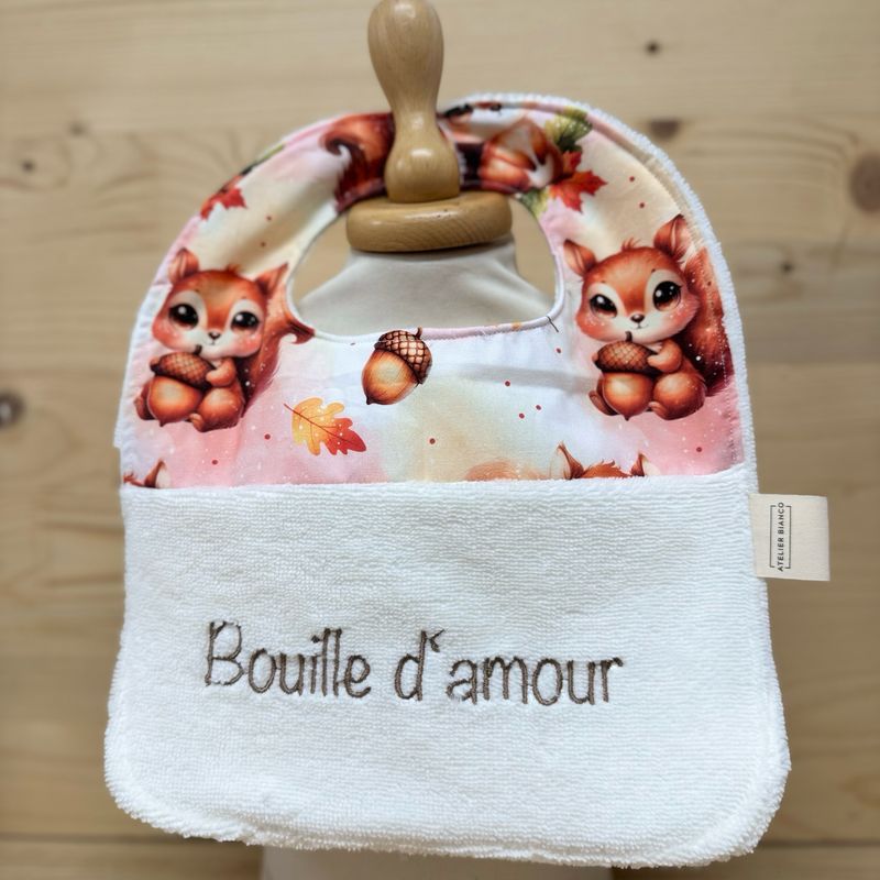 ? Personalized Baby Bib in Cotton and Bamboo – Handmade Newborn Gift, Soft and Unique