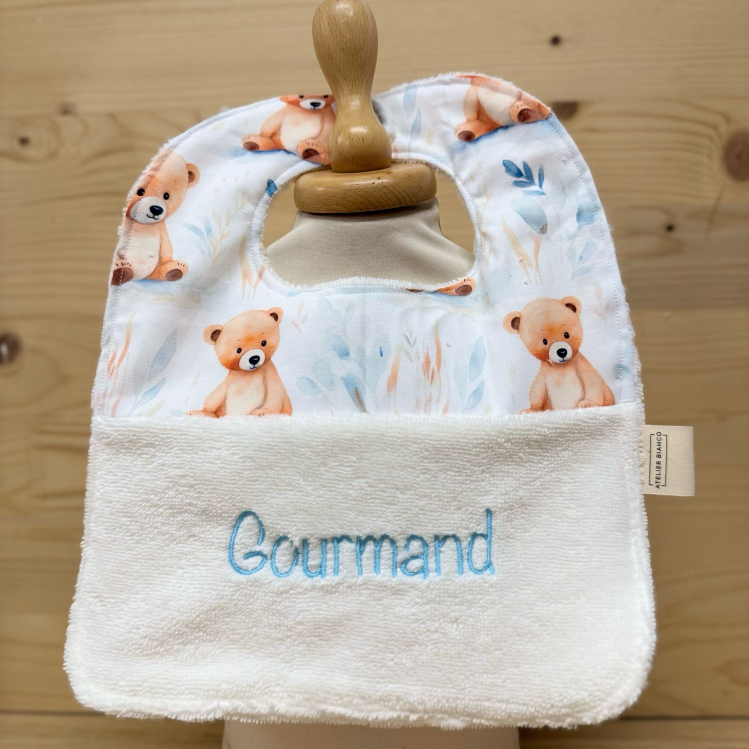 ? Personalized Baby Bib in Cotton and Bamboo – Handmade Newborn Gift, Soft and Unique