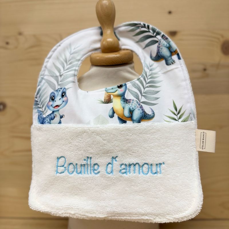 Bavoir bébé personnalisable – Motifs Dinosaures