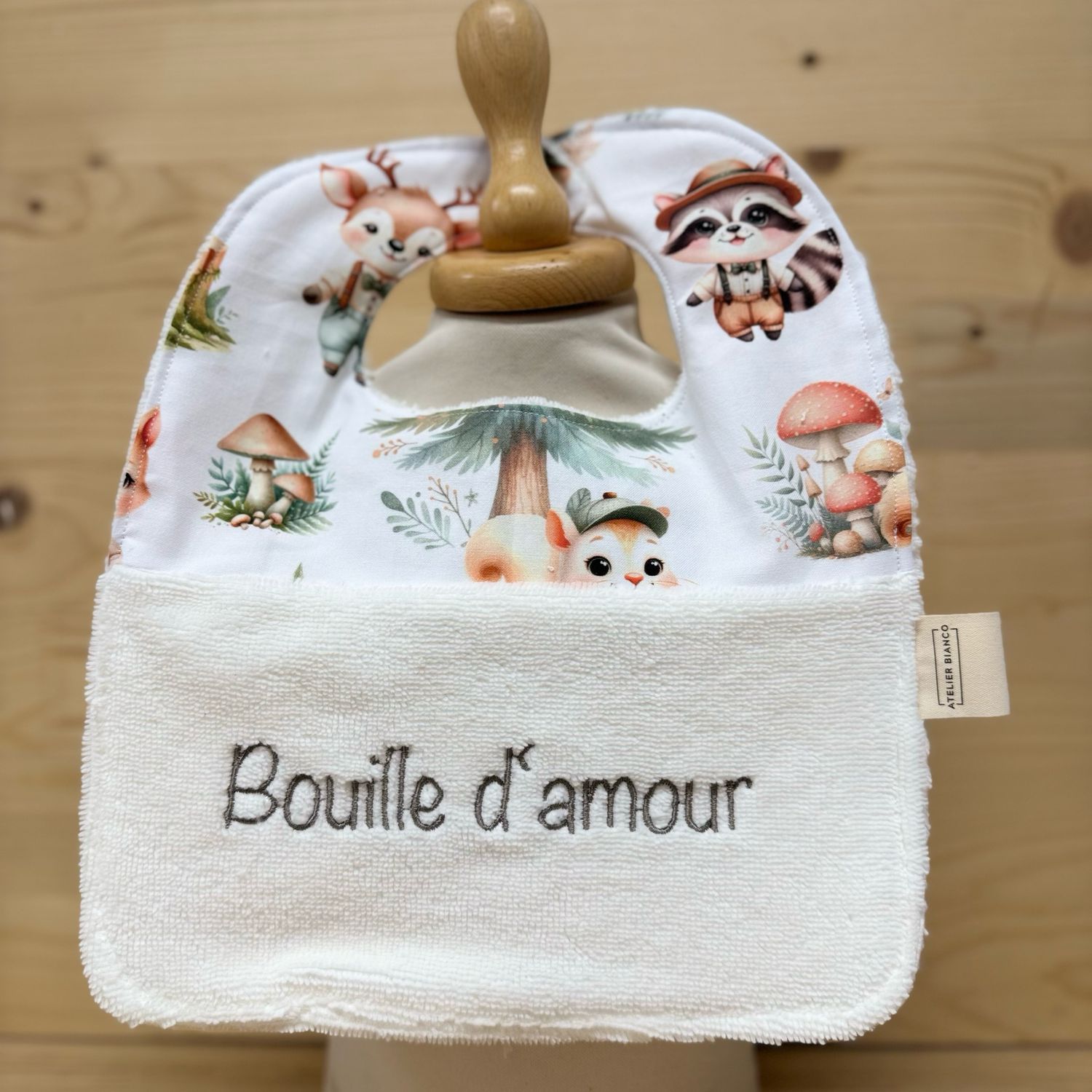 ? Personalized Baby Bib in Cotton and Bamboo – Handmade Newborn Gift, Soft and Unique