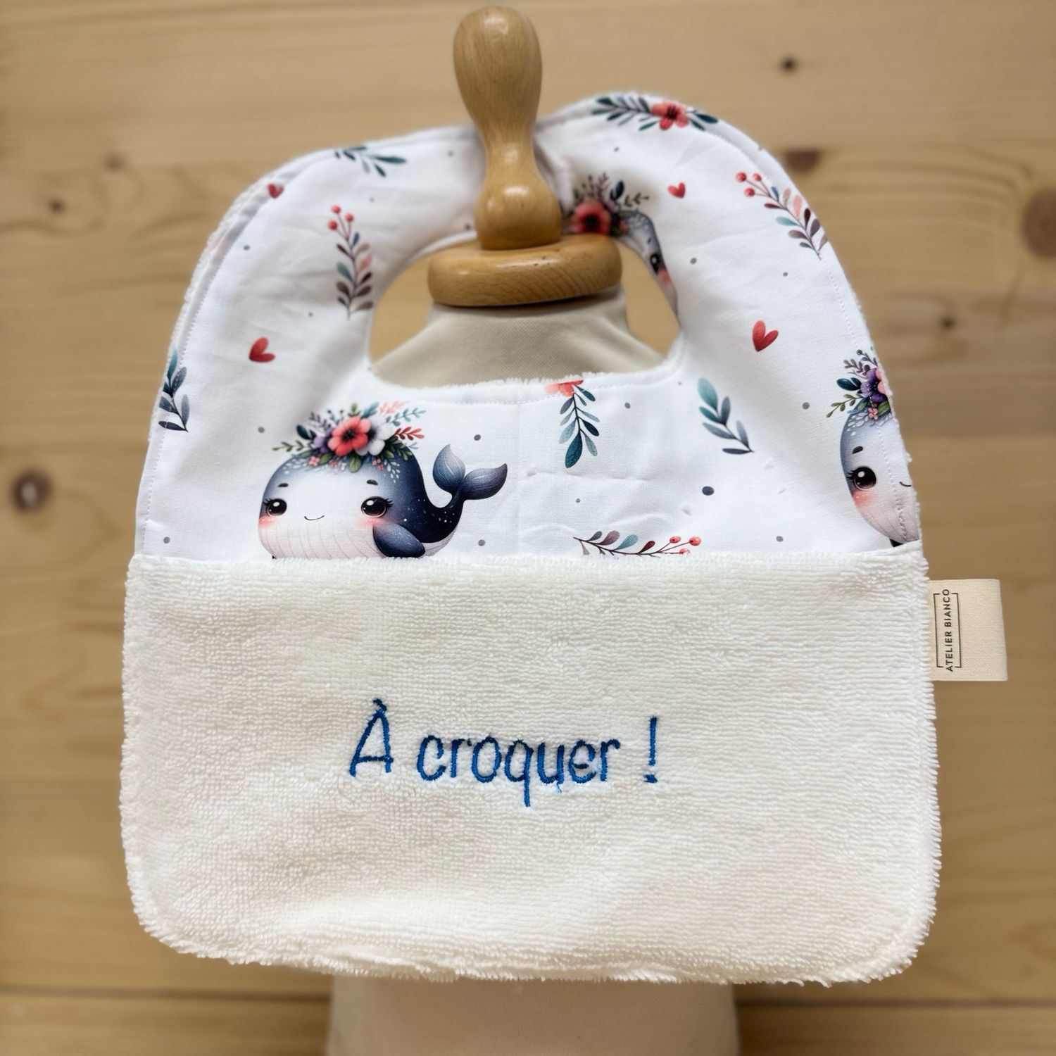 ? Personalized Baby Bib in Cotton and Bamboo – Handmade Newborn Gift, Soft and Unique