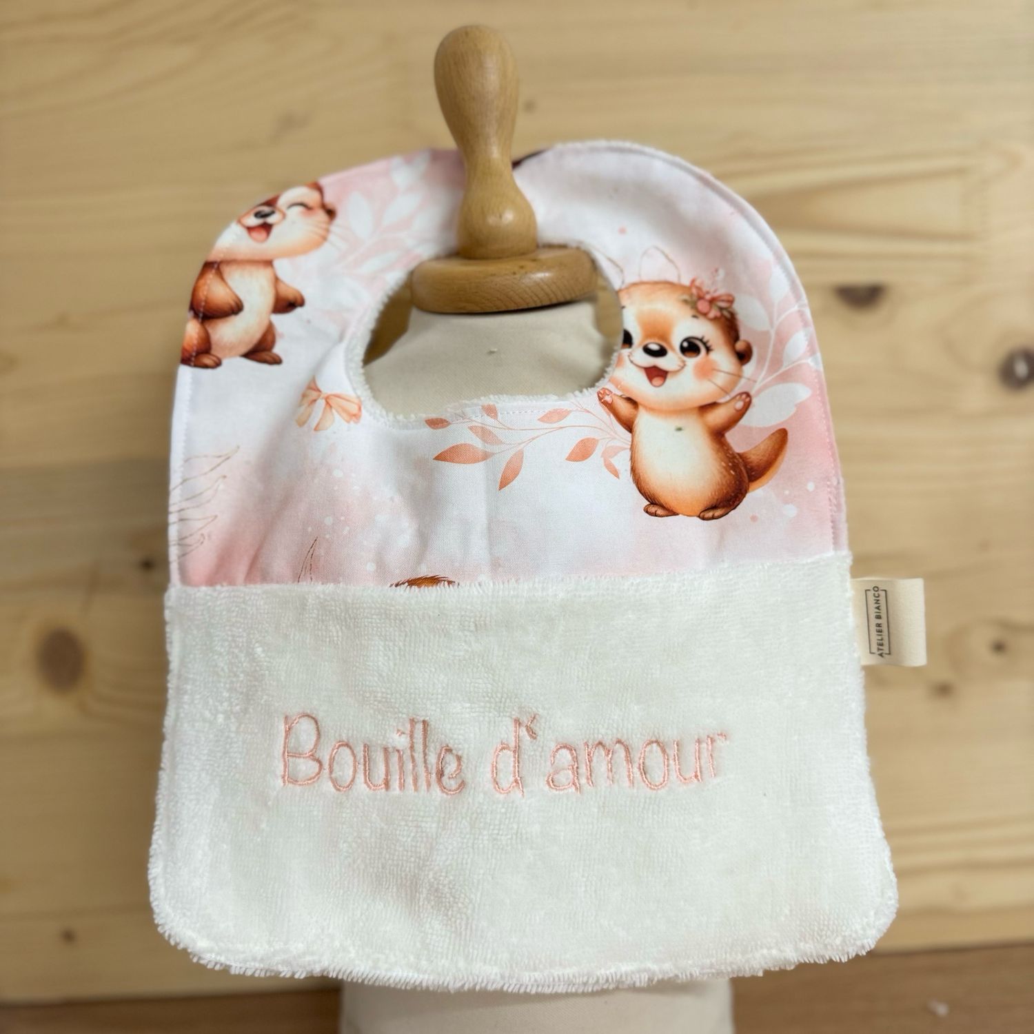 ? Personalized Baby Bib in Cotton and Bamboo – Handmade Newborn Gift, Soft and Unique