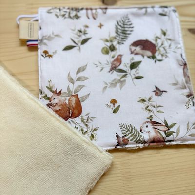 Débarbouillette lavable - Motifs Forêt