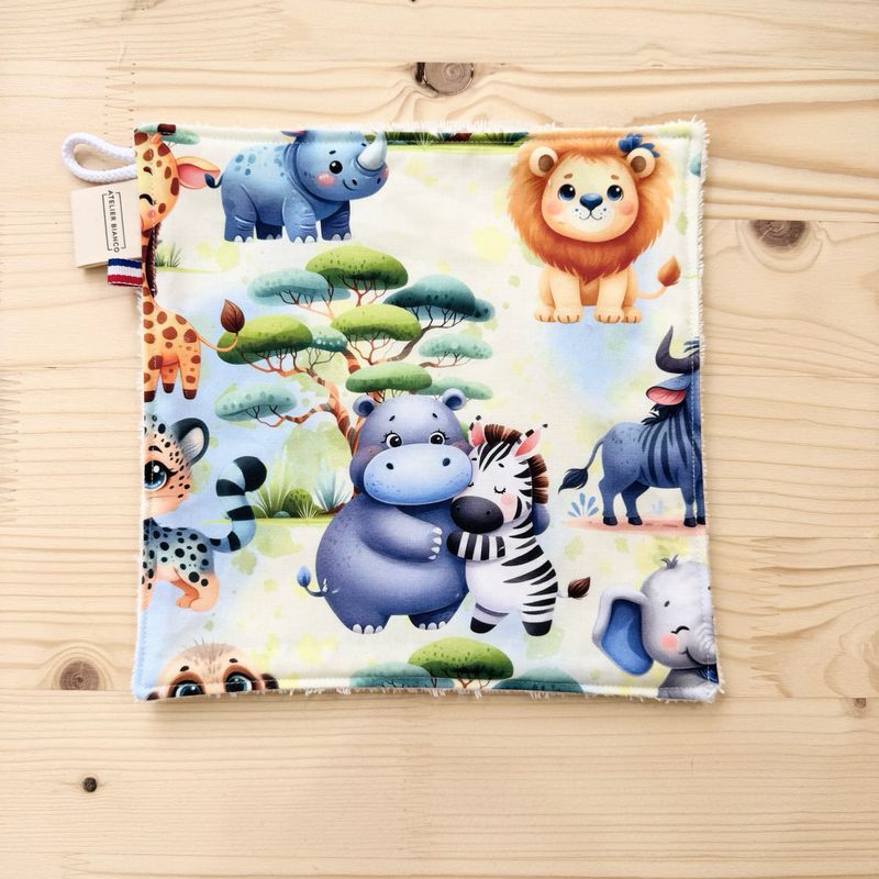 Débarbouillette lavable - Motifs Savane