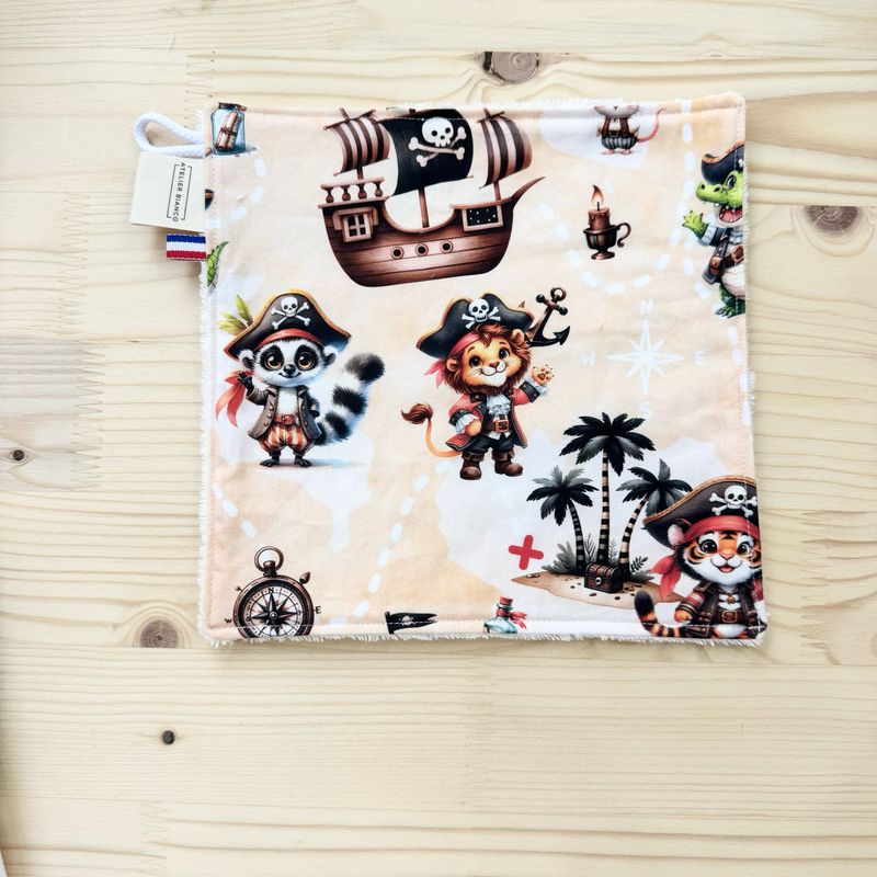 Débarbouillette lavable - Motifs Pirates
