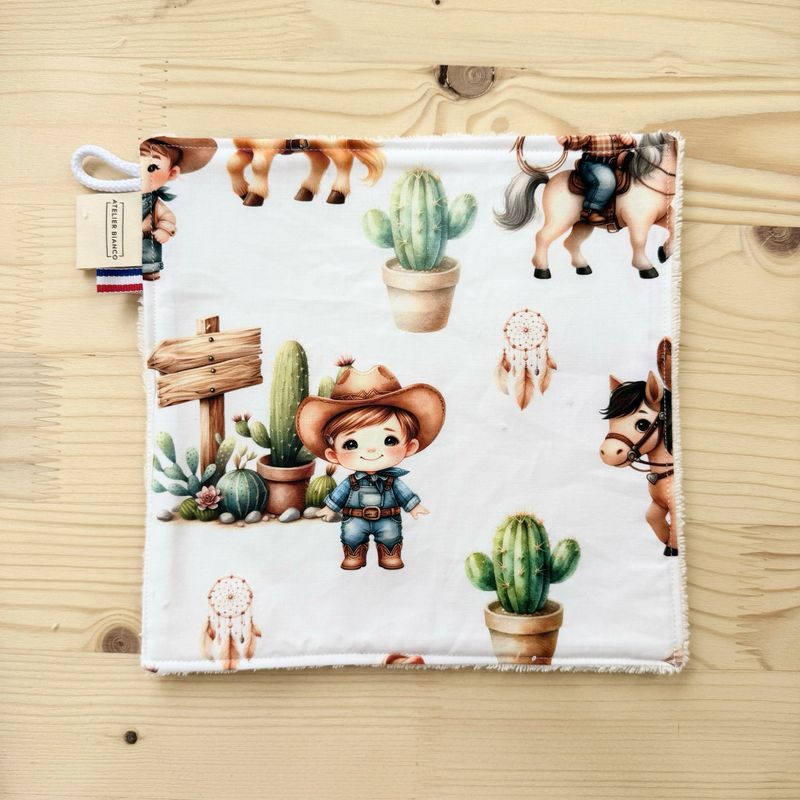 Débarbouillette lavable - Motifs Cow-boy