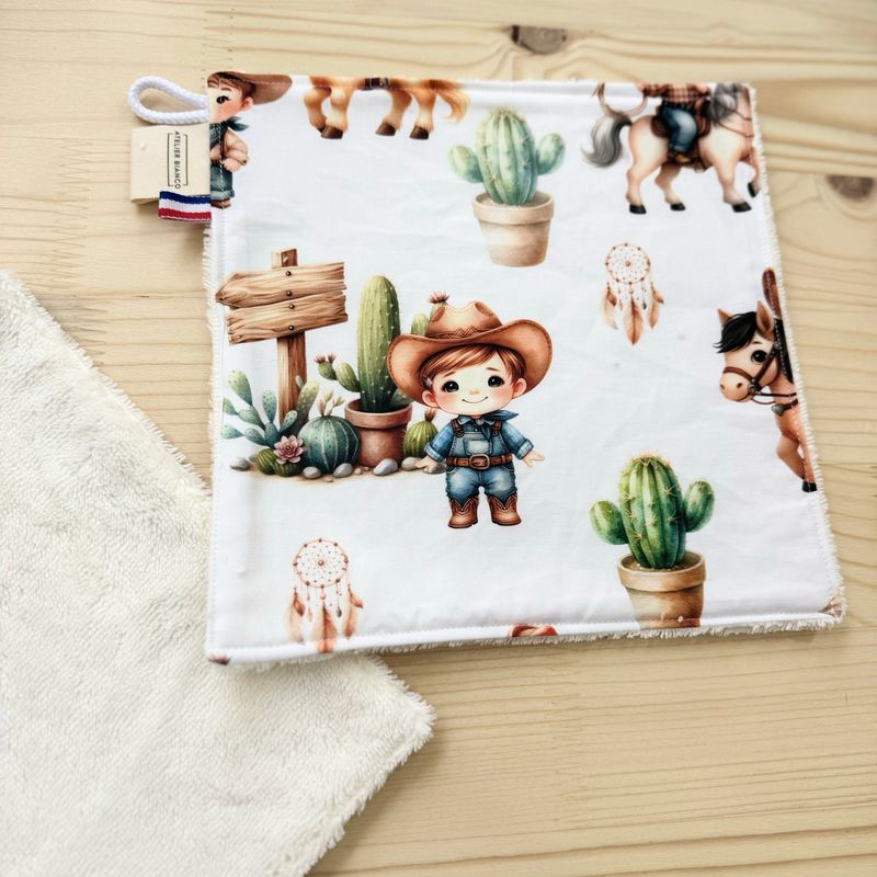 Débarbouillette lavable - Motifs Cow-boy