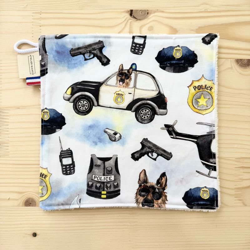 Débarbouillette lavable - Motifs Police