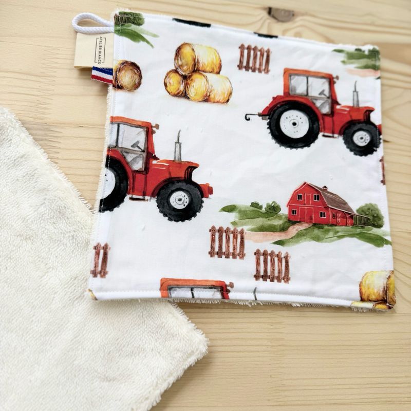 Débarbouillette lavable - Motifs Tracteur