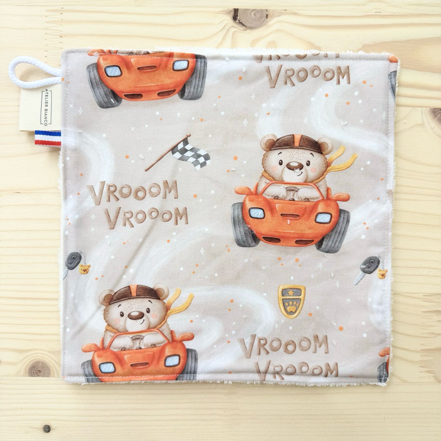 Débarbouillette lavable - Motifs Ours voiture